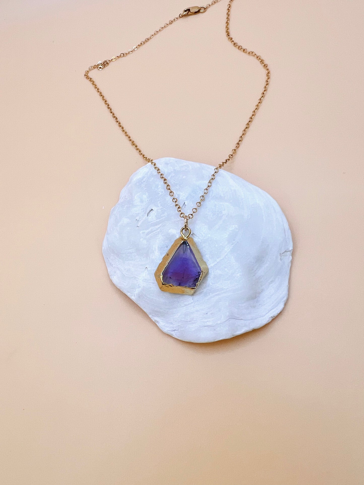 Amethyst triangle necklace