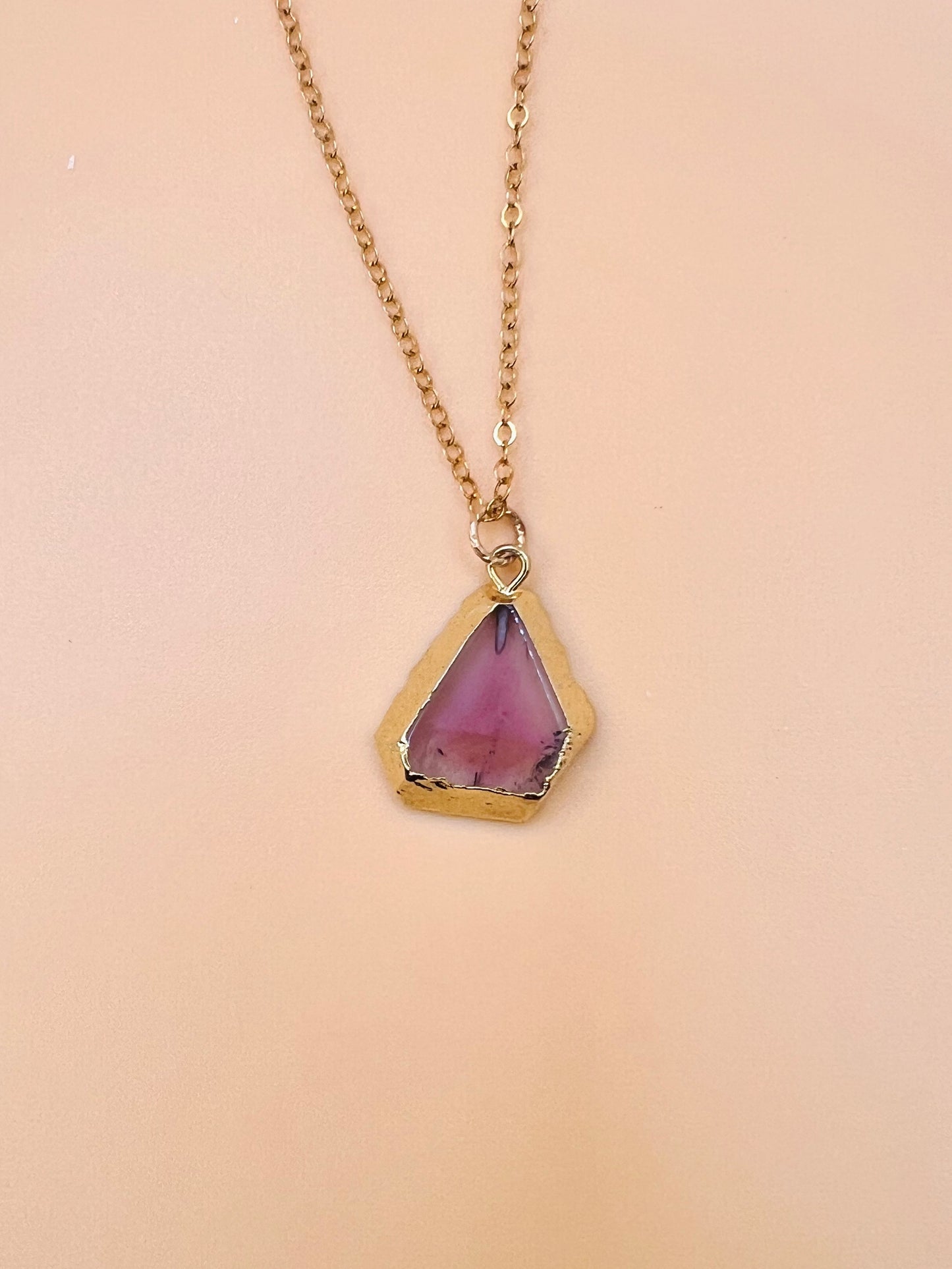 Amethyst triangle necklace