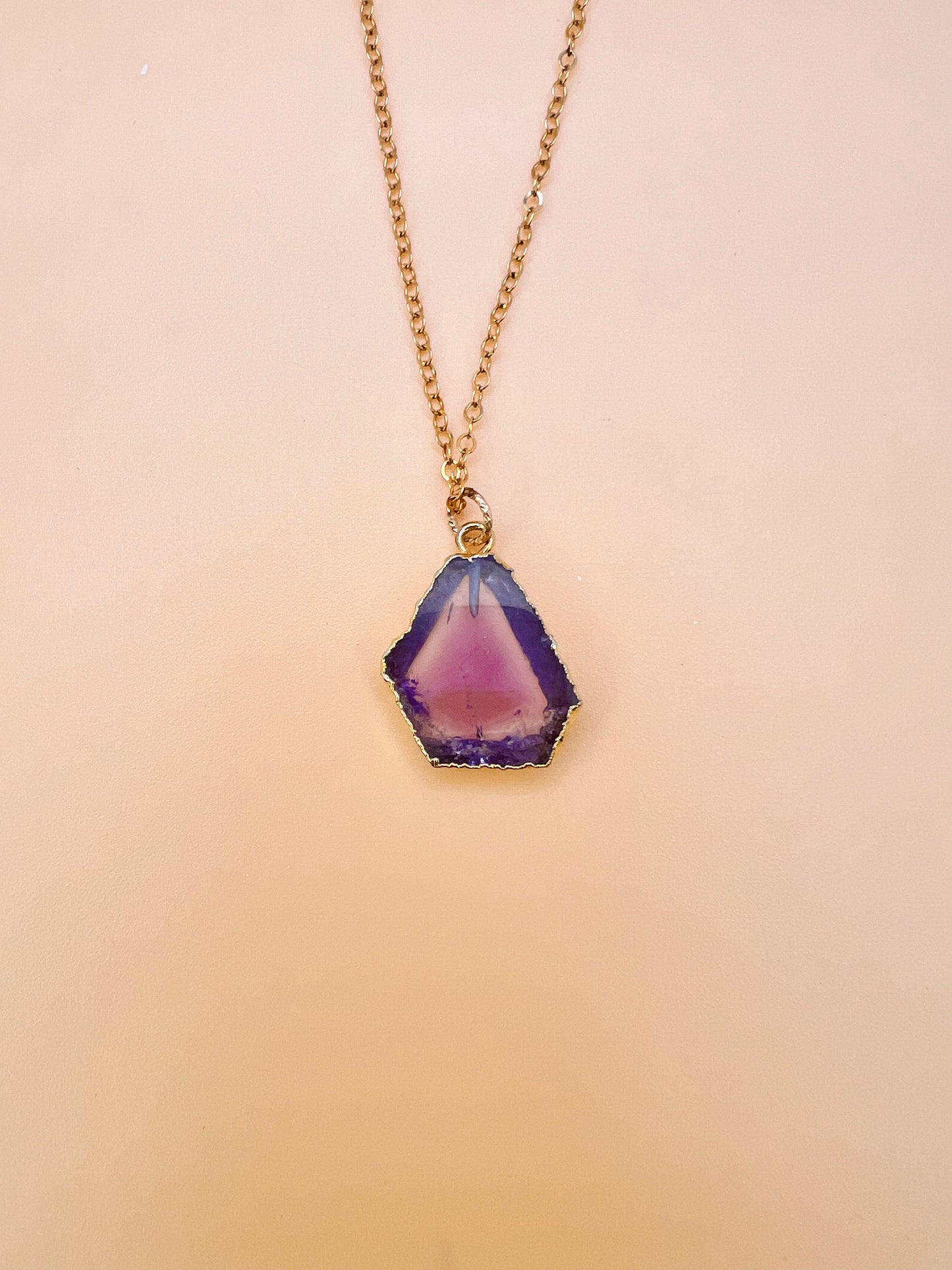 Amethyst triangle necklace