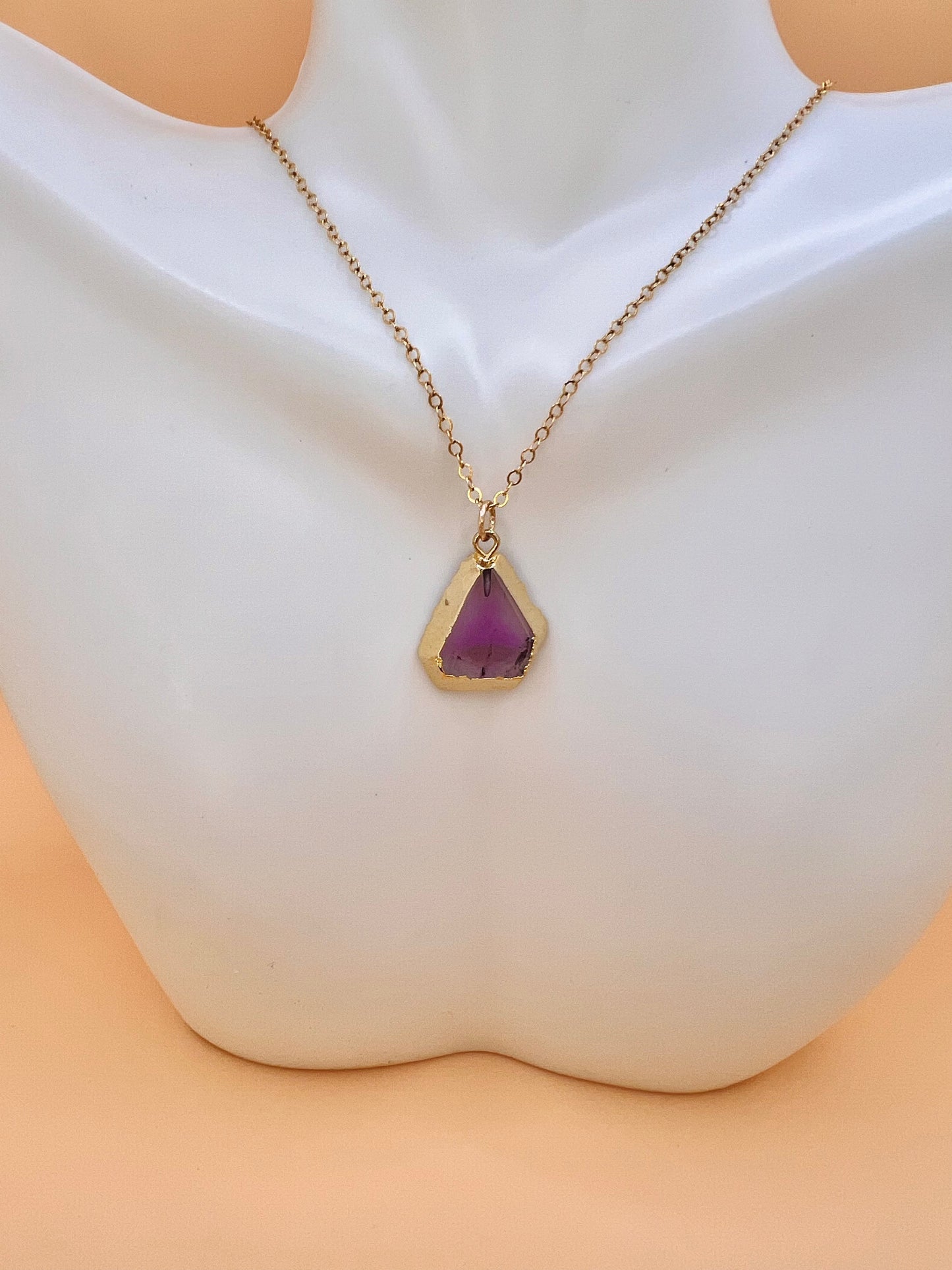 Amethyst triangle necklace