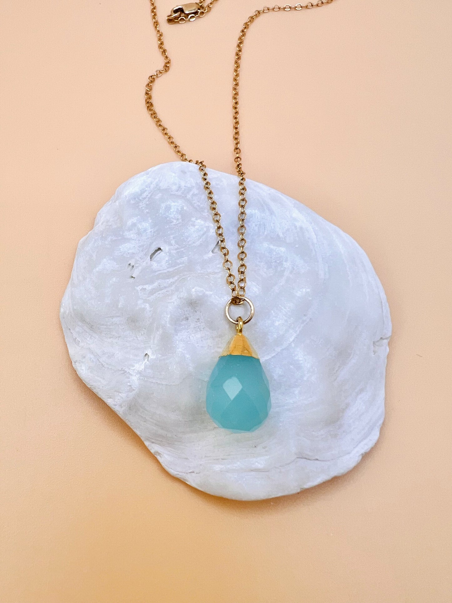 Aqua Chalcedony Necklace