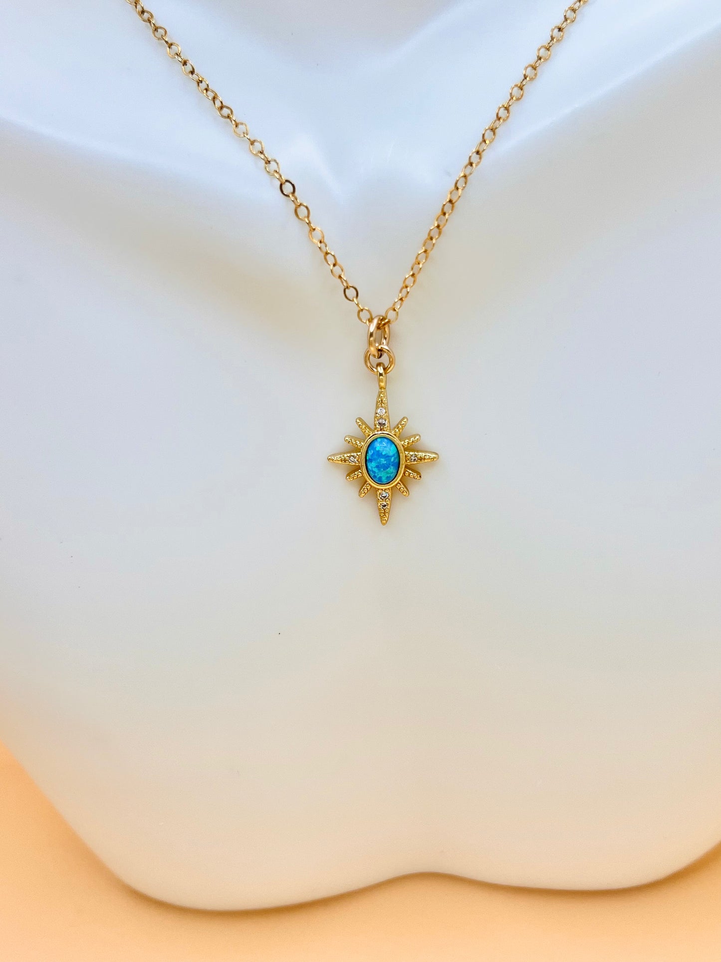 Blue Opal North Star necklace