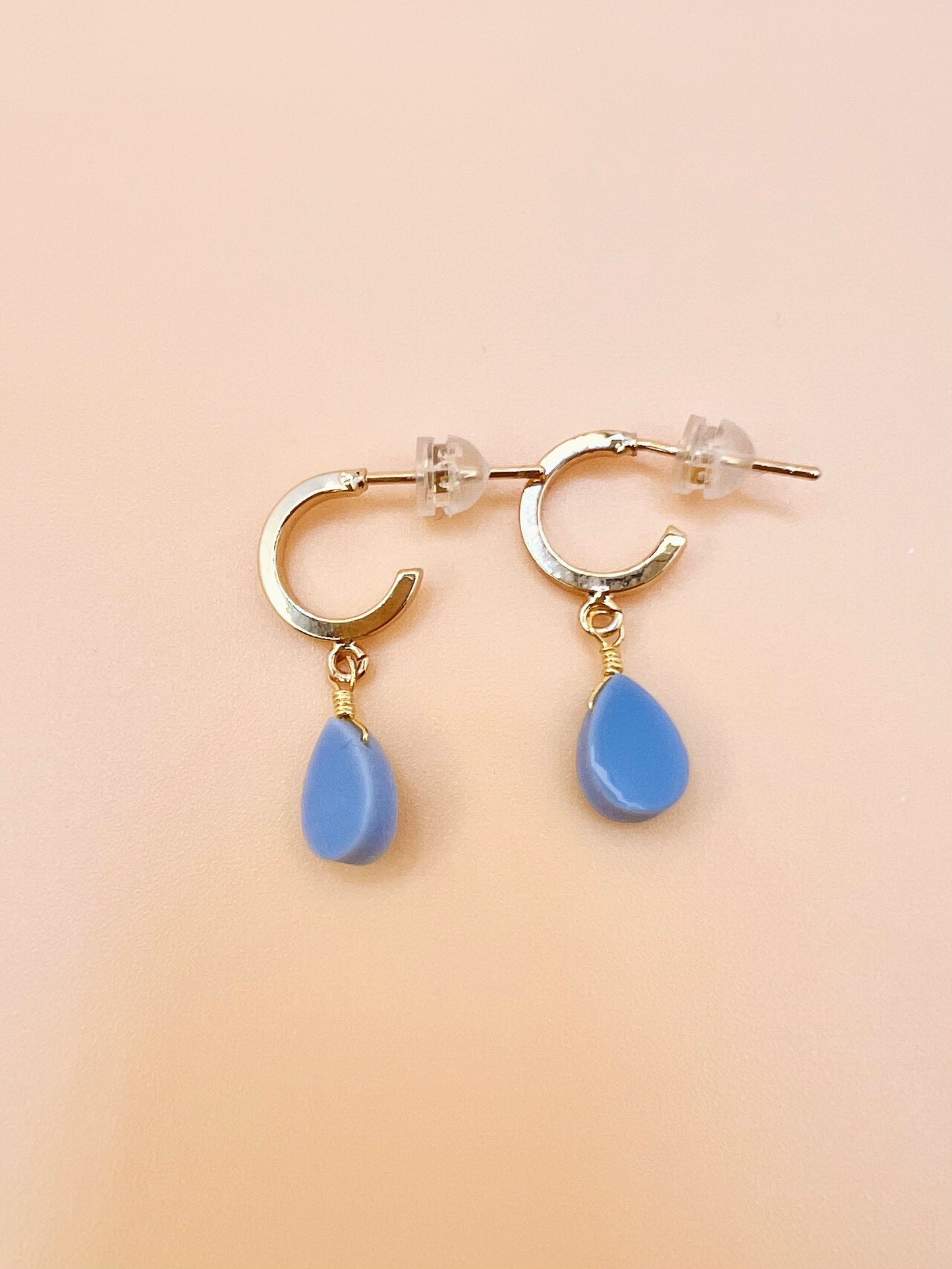 Blue Opal hoop posts