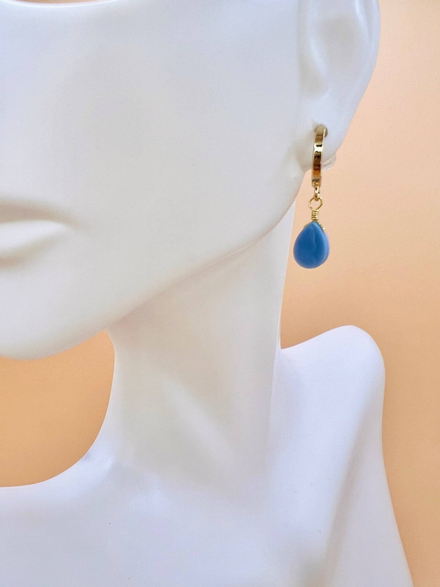 Blue Opal hoop posts