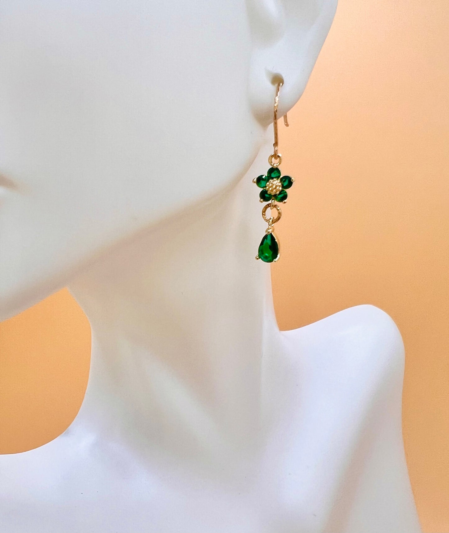 Green Daisy Drop earring