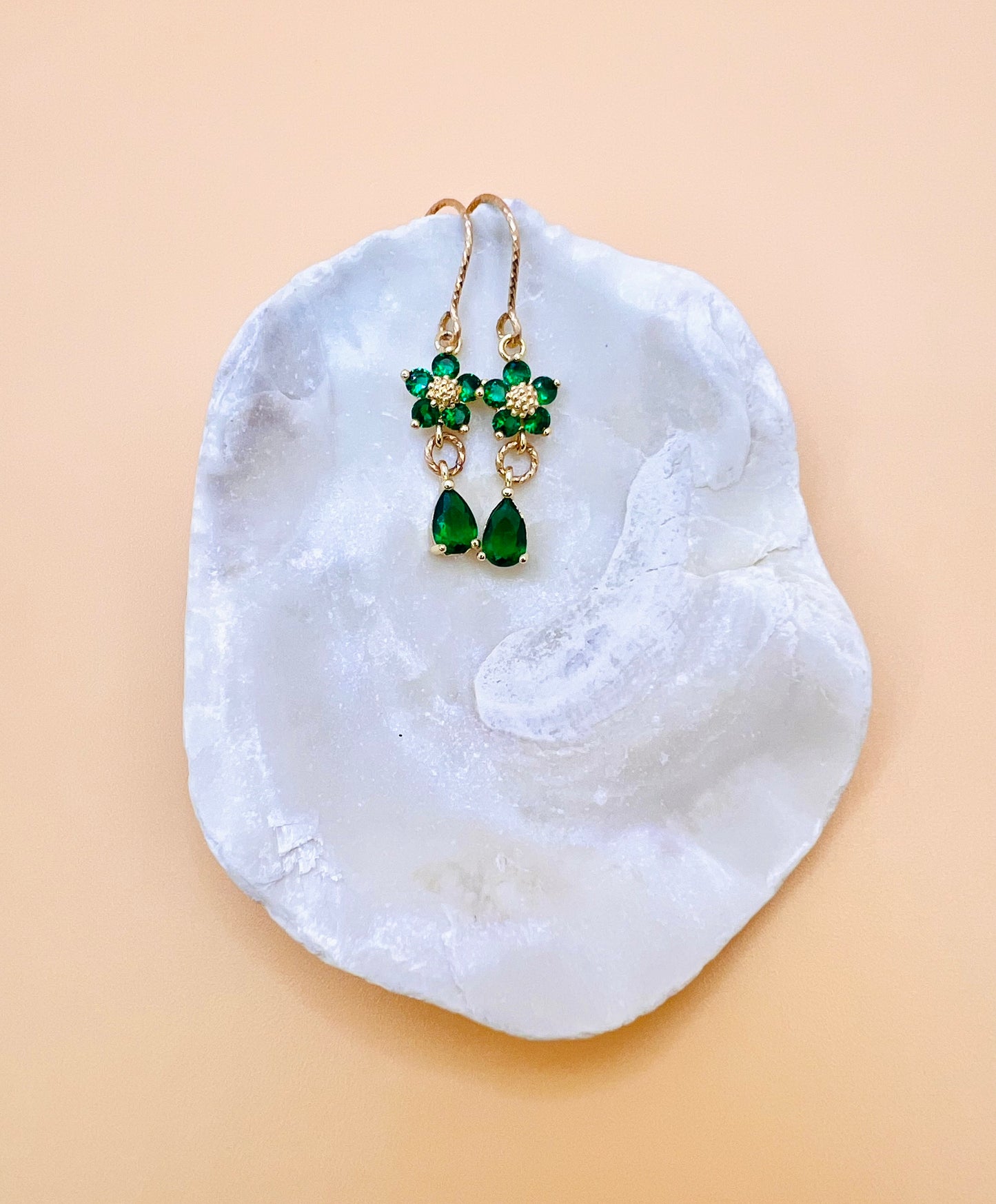 Green Daisy Drop earring