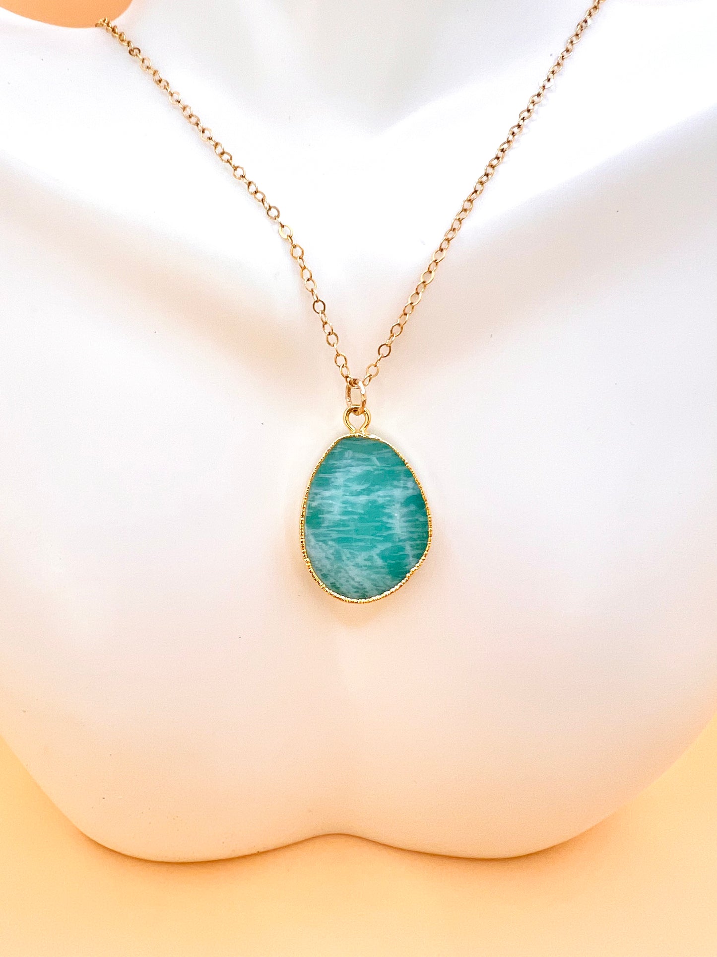 Amazonite slab pendant necklace