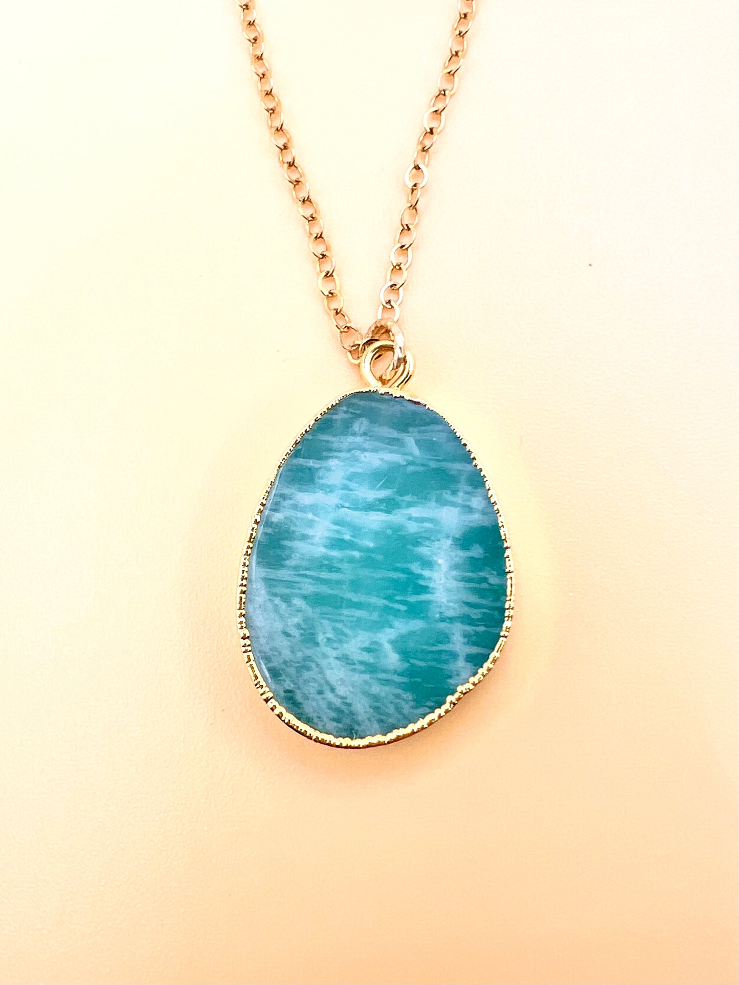 Amazonite slab pendant necklace