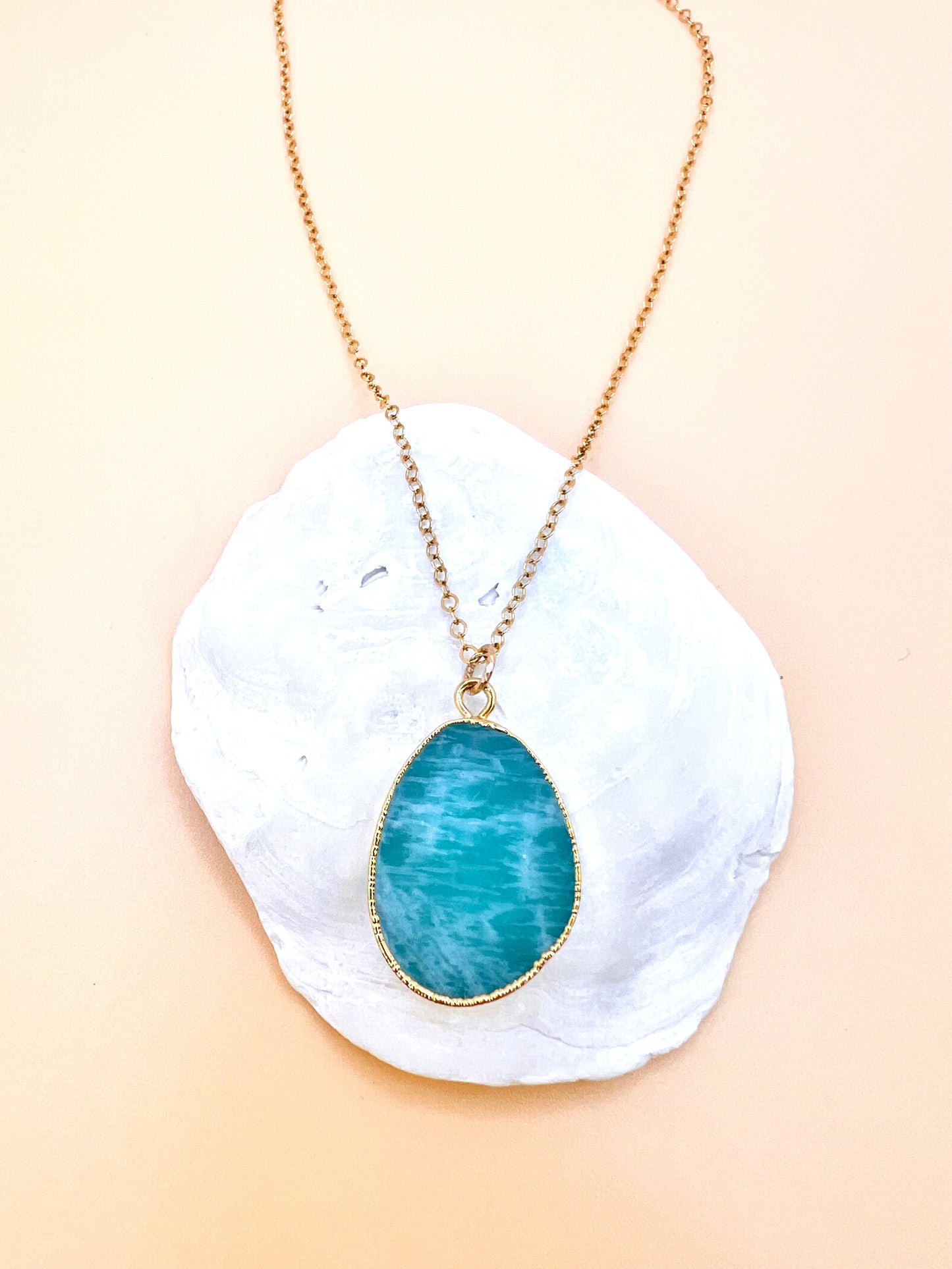 Amazonite slab pendant necklace