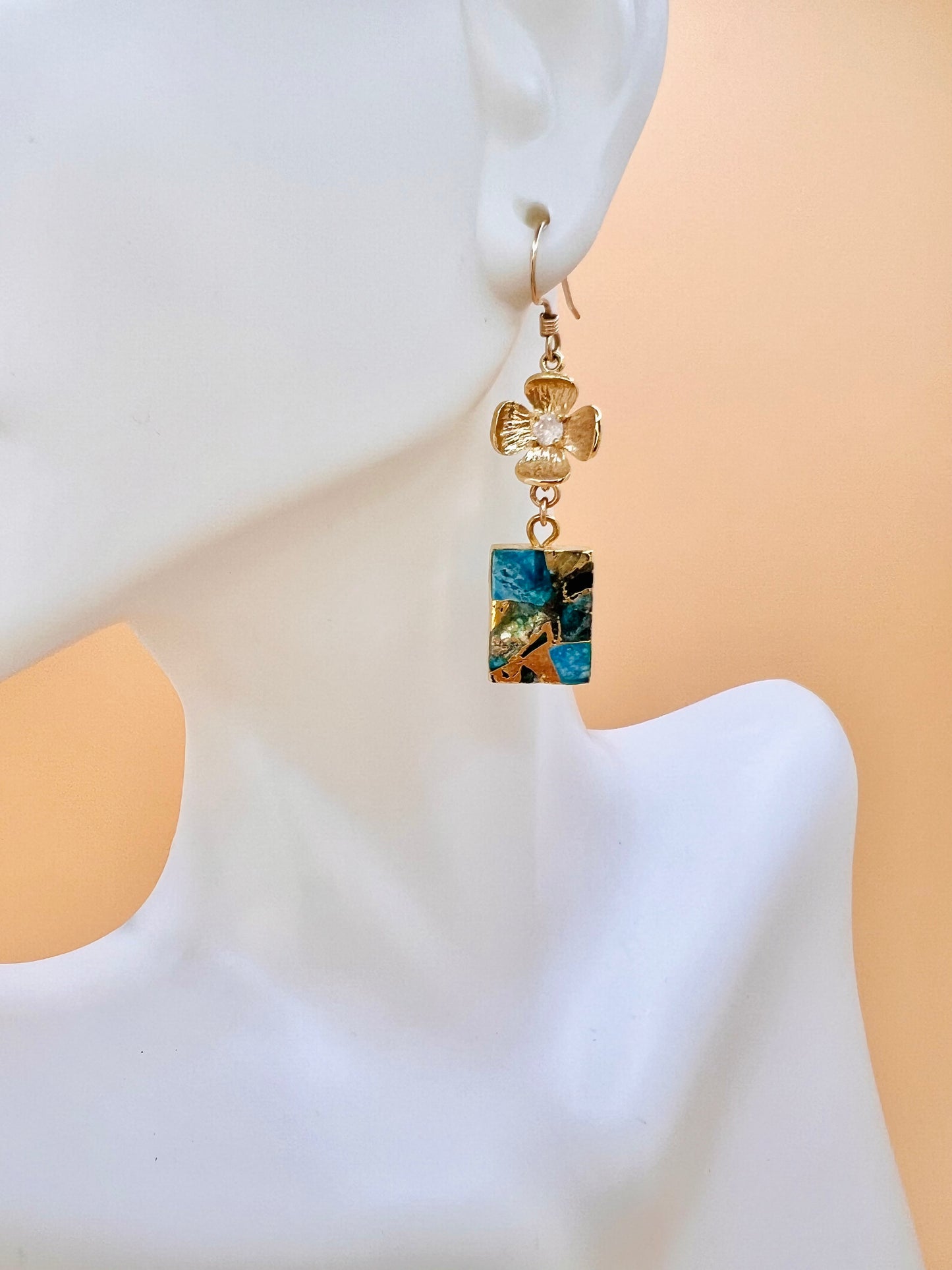 Mojave Apatite flower earrings