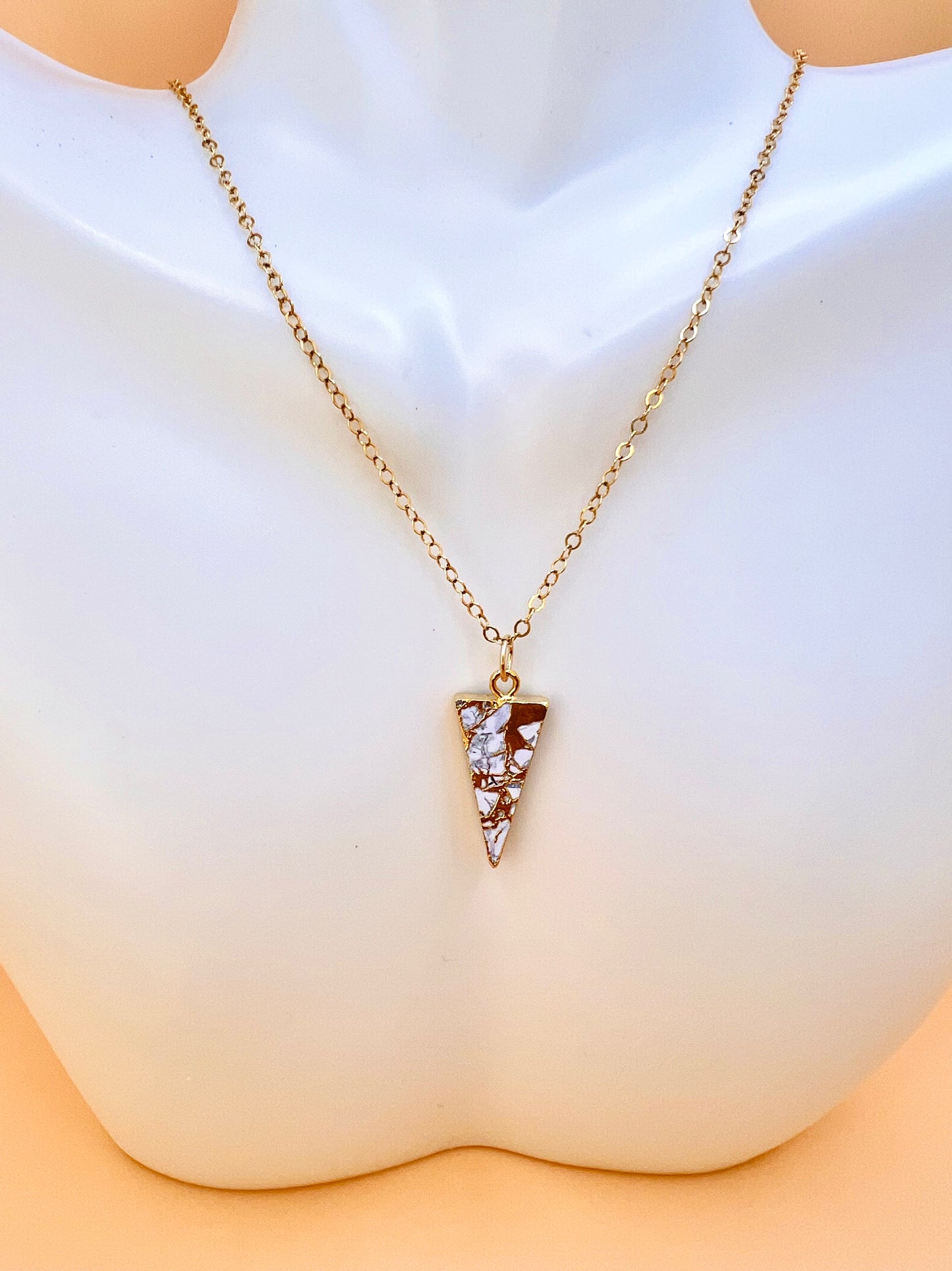 Mojave Howlite skinny triangle necklace