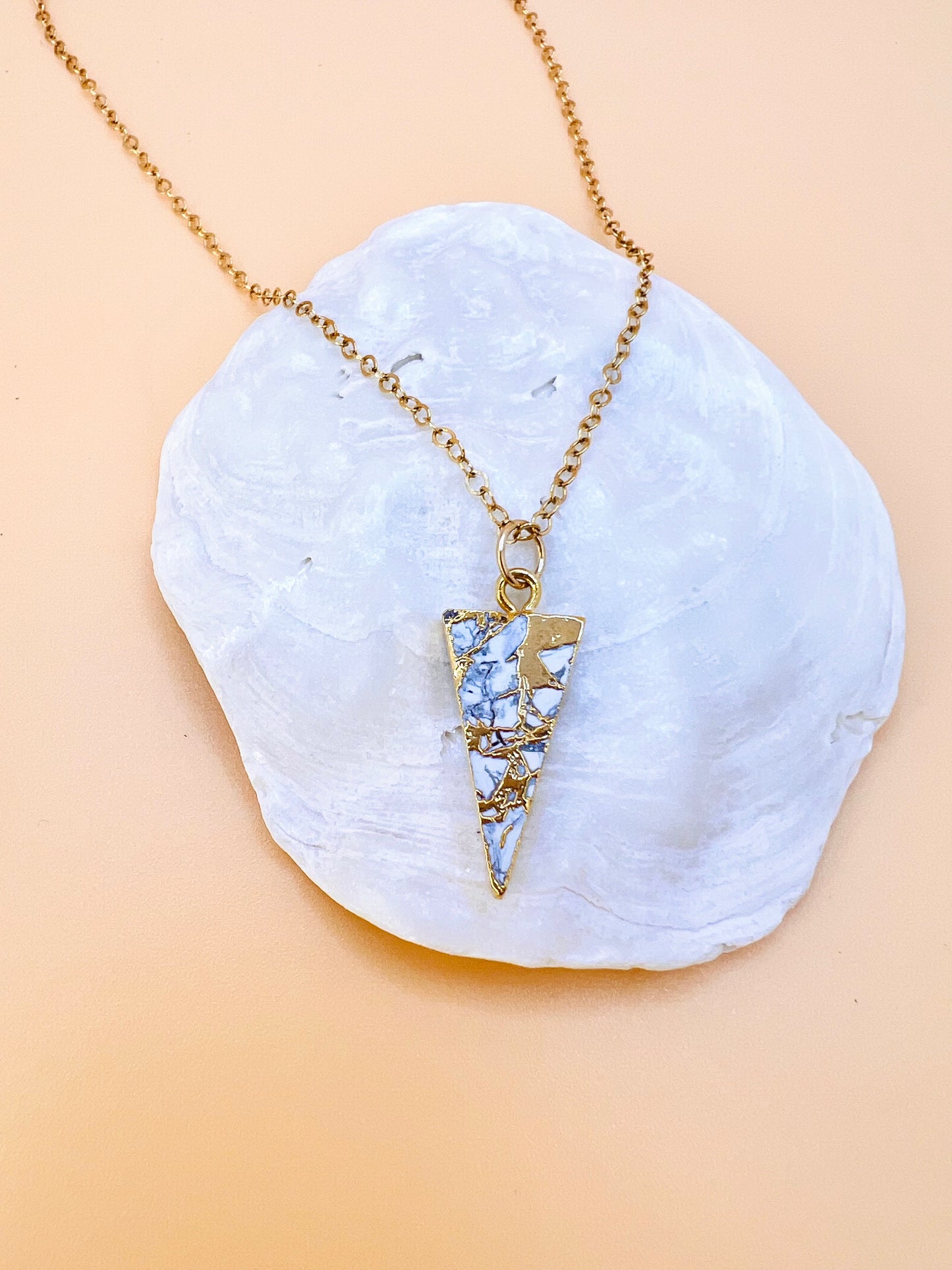 Mojave Howlite skinny triangle necklace