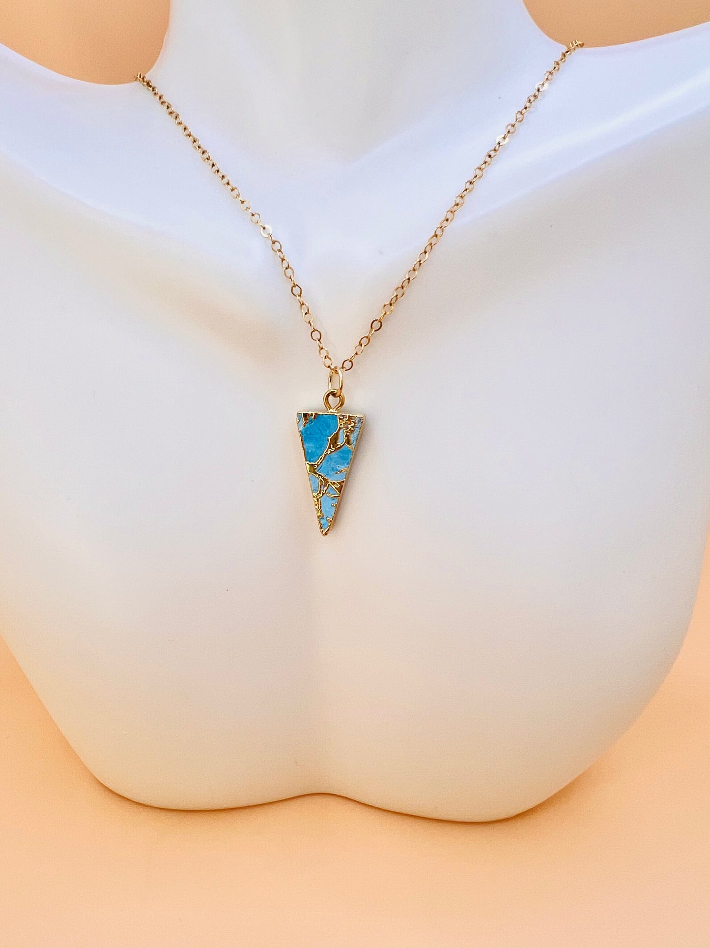 Mojave Turquiose skinny triangle necklace
