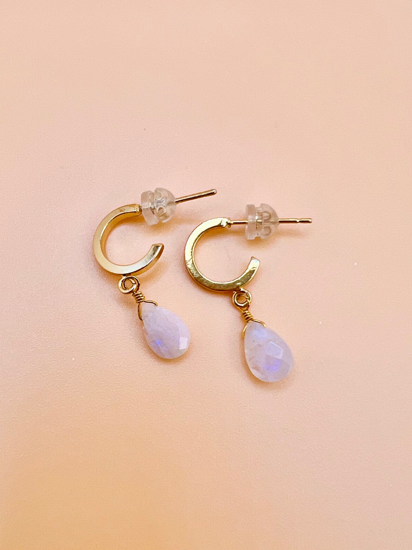Moonstone hoop posts