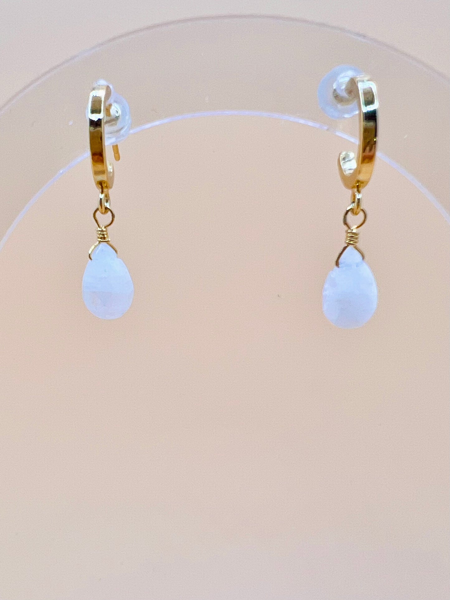 Moonstone hoop posts
