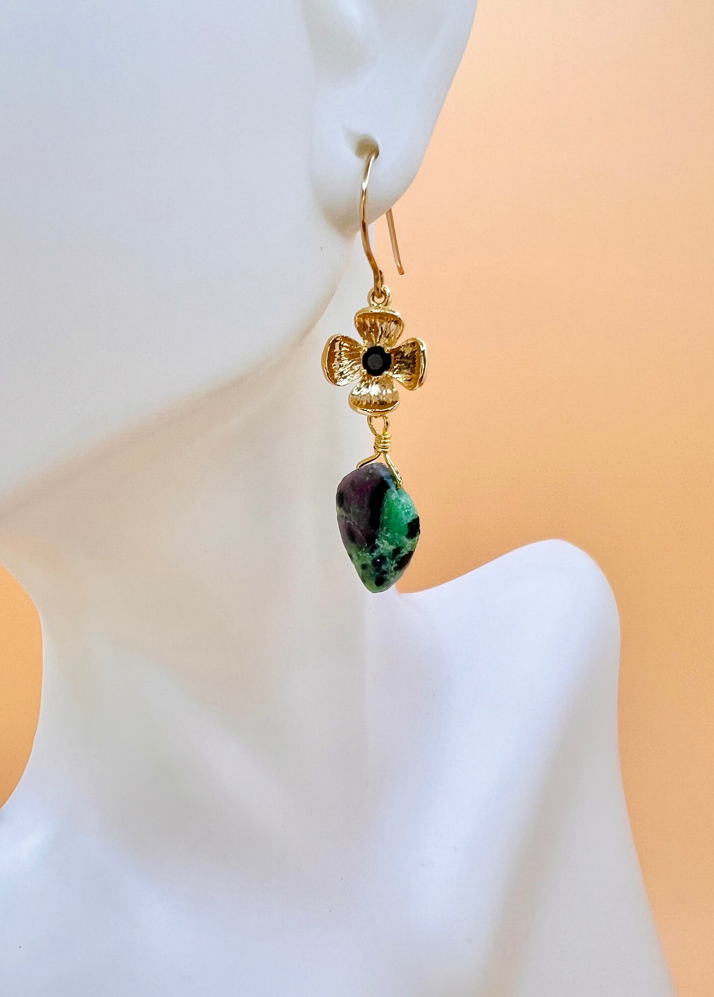 Ruby Zoisite Flower earring