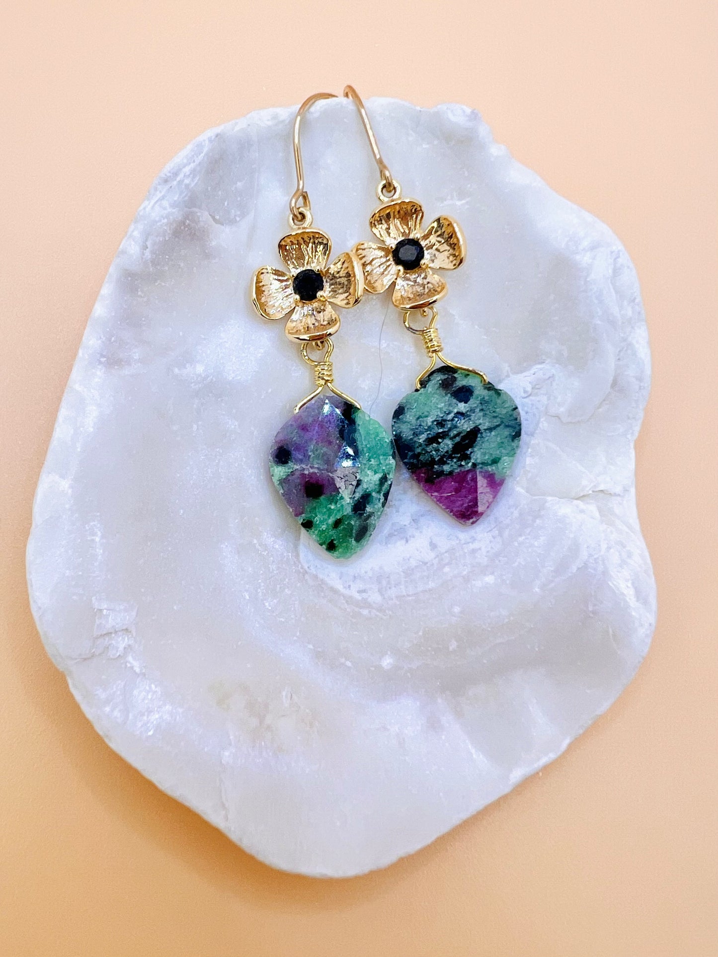 Ruby Zoisite Flower earring