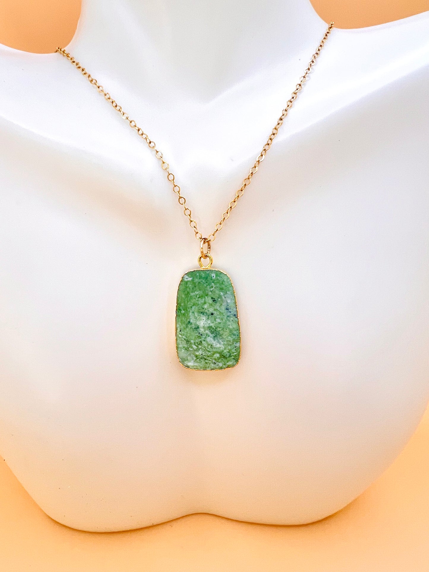 Green Amazonite slab pendant necklace