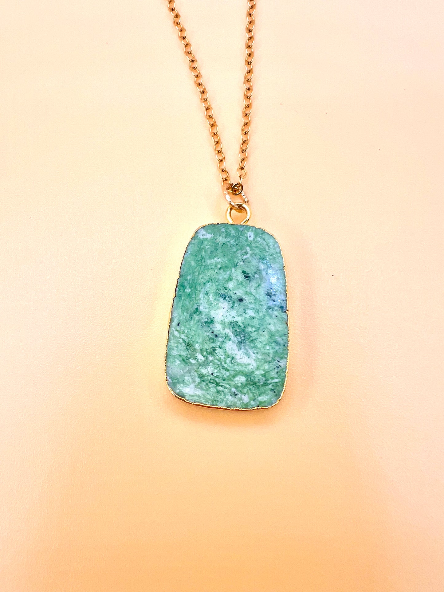Green Amazonite slab pendant necklace
