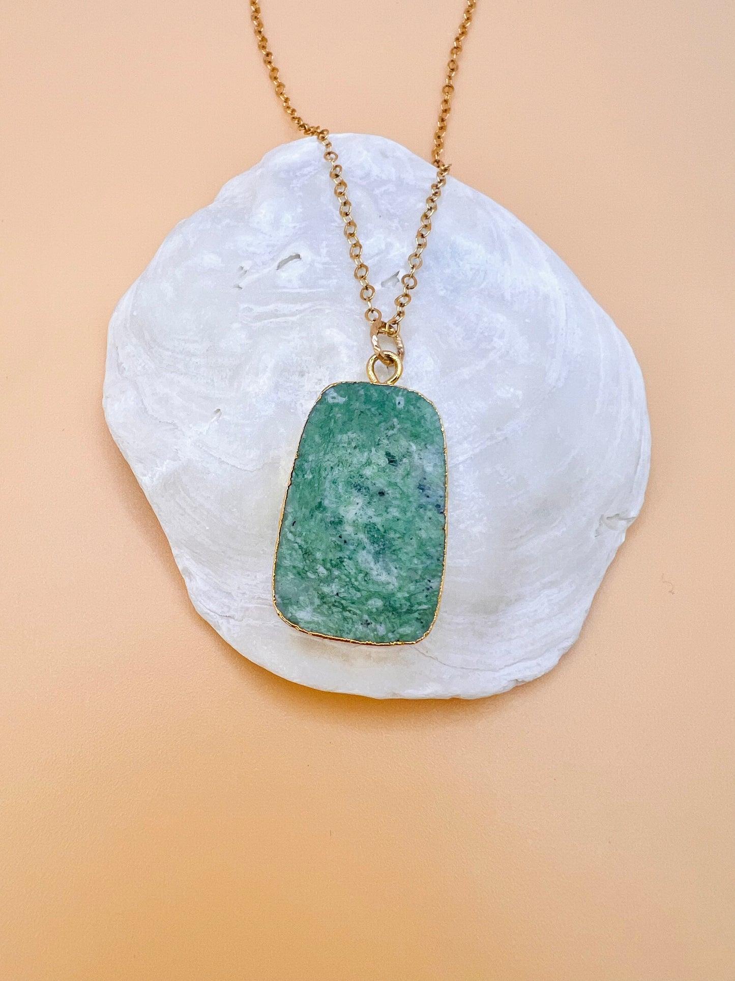 Green Amazonite slab pendant necklace