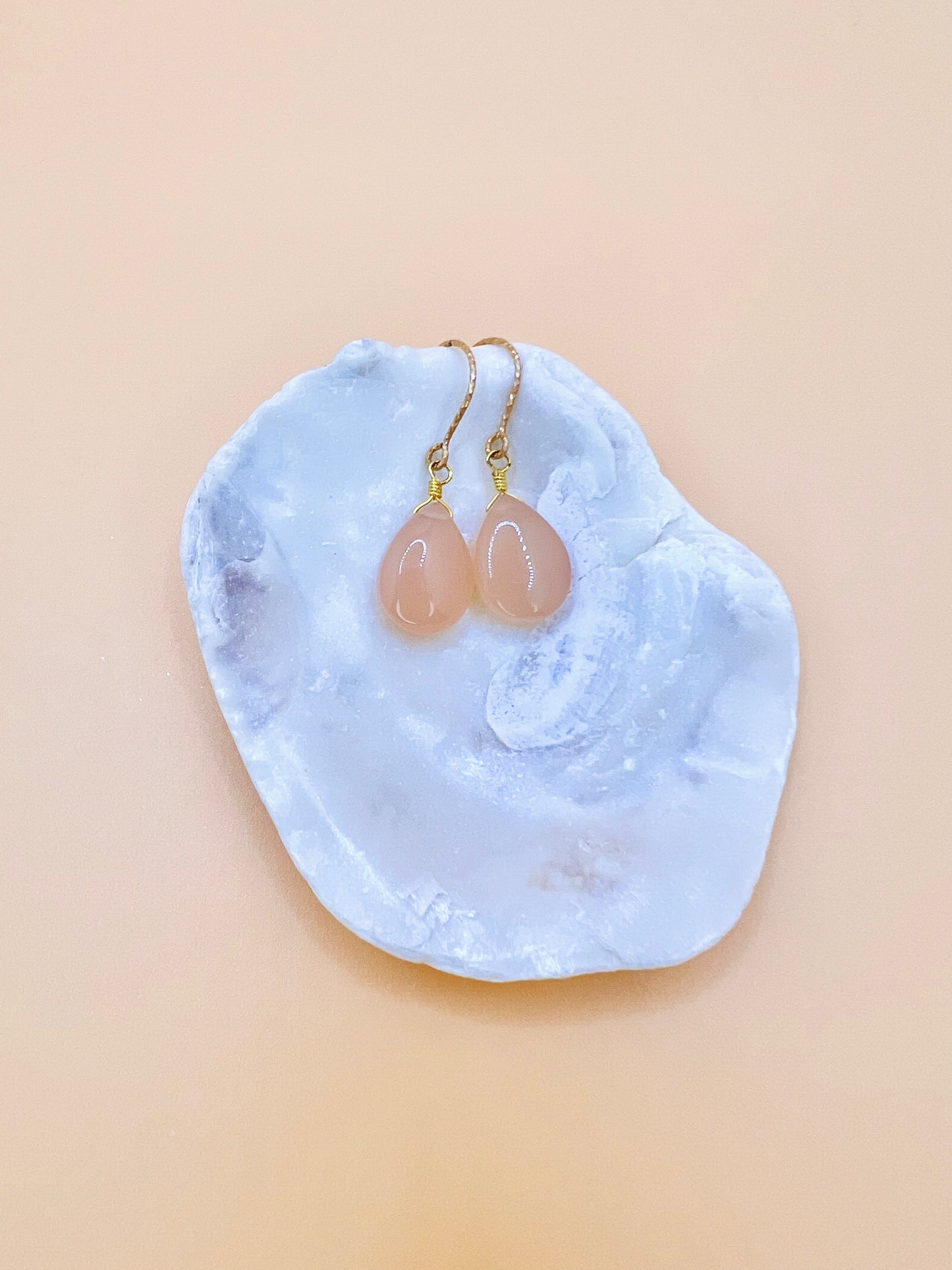 Peach Chalcedony drop earring