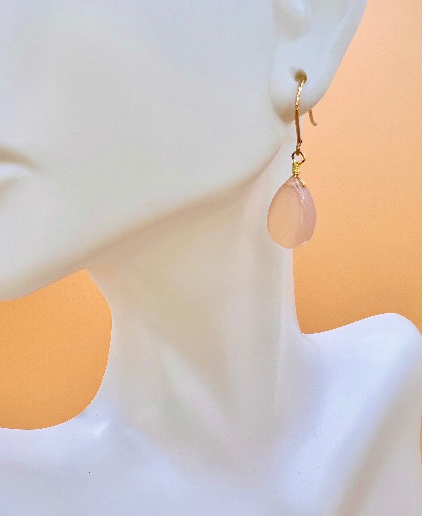 Peach Chalcedony drop earring
