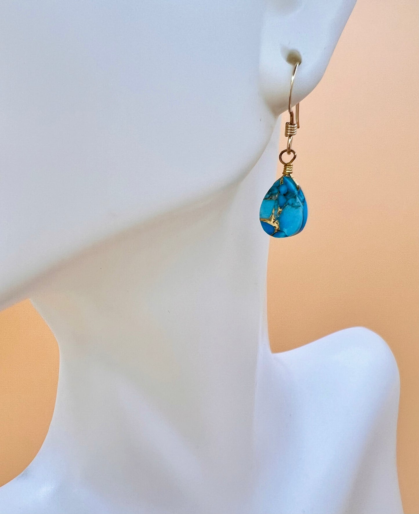 Copper Turquoise drop earring