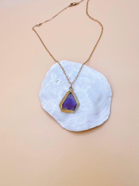 Amethyst triangle necklace