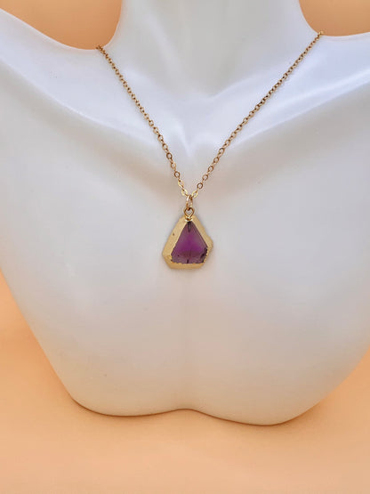 Amethyst triangle necklace
