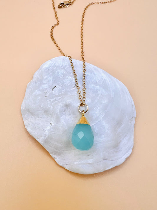 Aqua Chalcedony Necklace