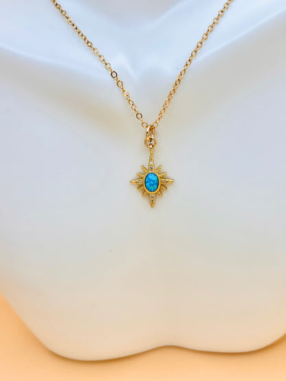 Blue Opal North Star necklace