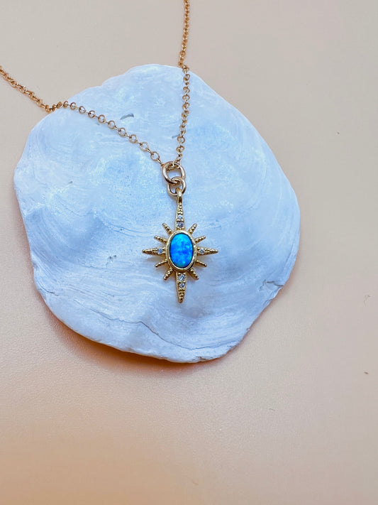 Blue Opal North Star necklace