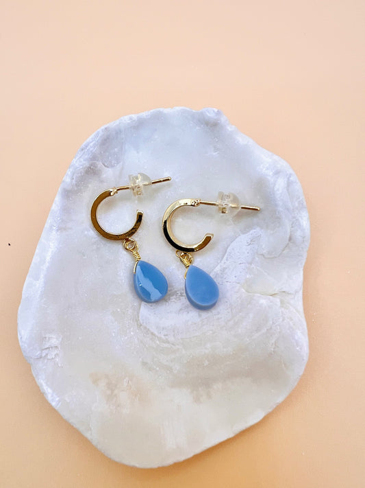 Blue Opal hoop posts