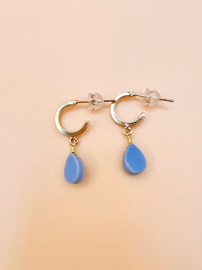Blue Opal hoop posts