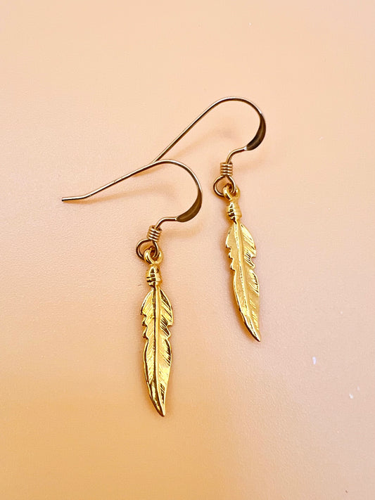 Gold Feather earrings