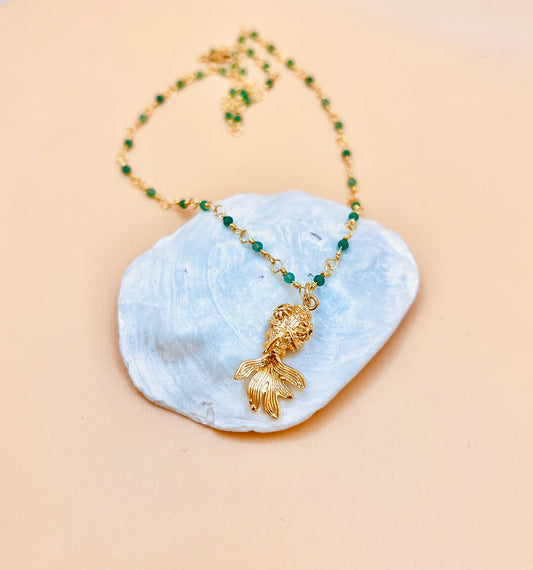 New! Goldfish Beaded Necklace