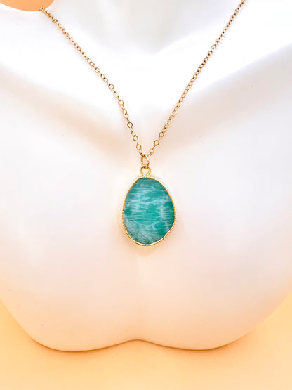 Amazonite slab pendant necklace