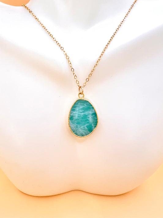 Amazonite slab pendant necklace