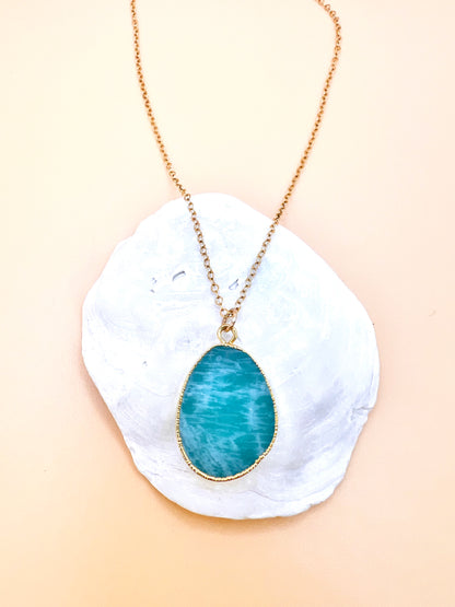 Amazonite slab pendant necklace