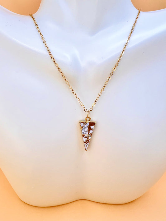 Mojave Howlite skinny triangle necklace