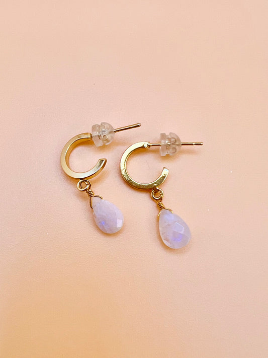 Moonstone hoop posts