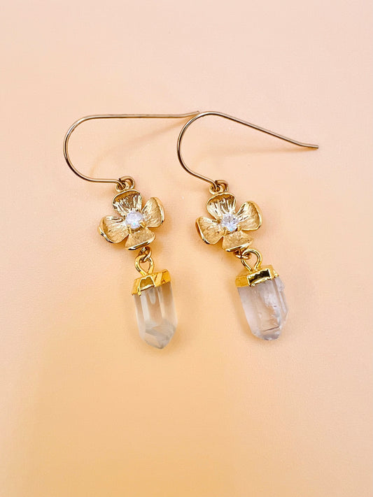 Raw Quartz Flower earring