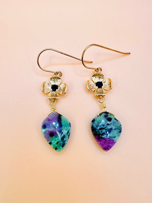 Ruby Zoisite Flower earring