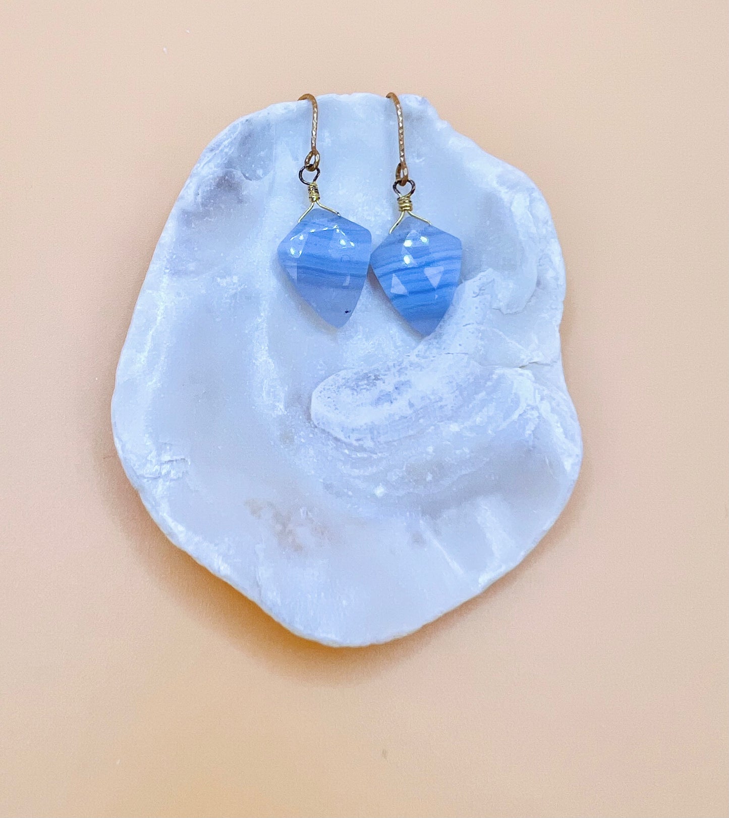 Striped Blue Lace Agate earring