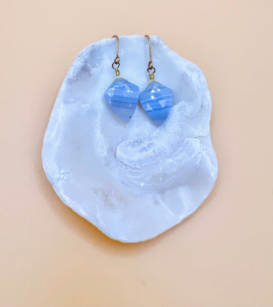 Striped Blue Lace Agate earring