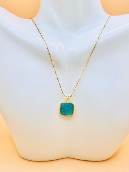 Amazonite square pendant