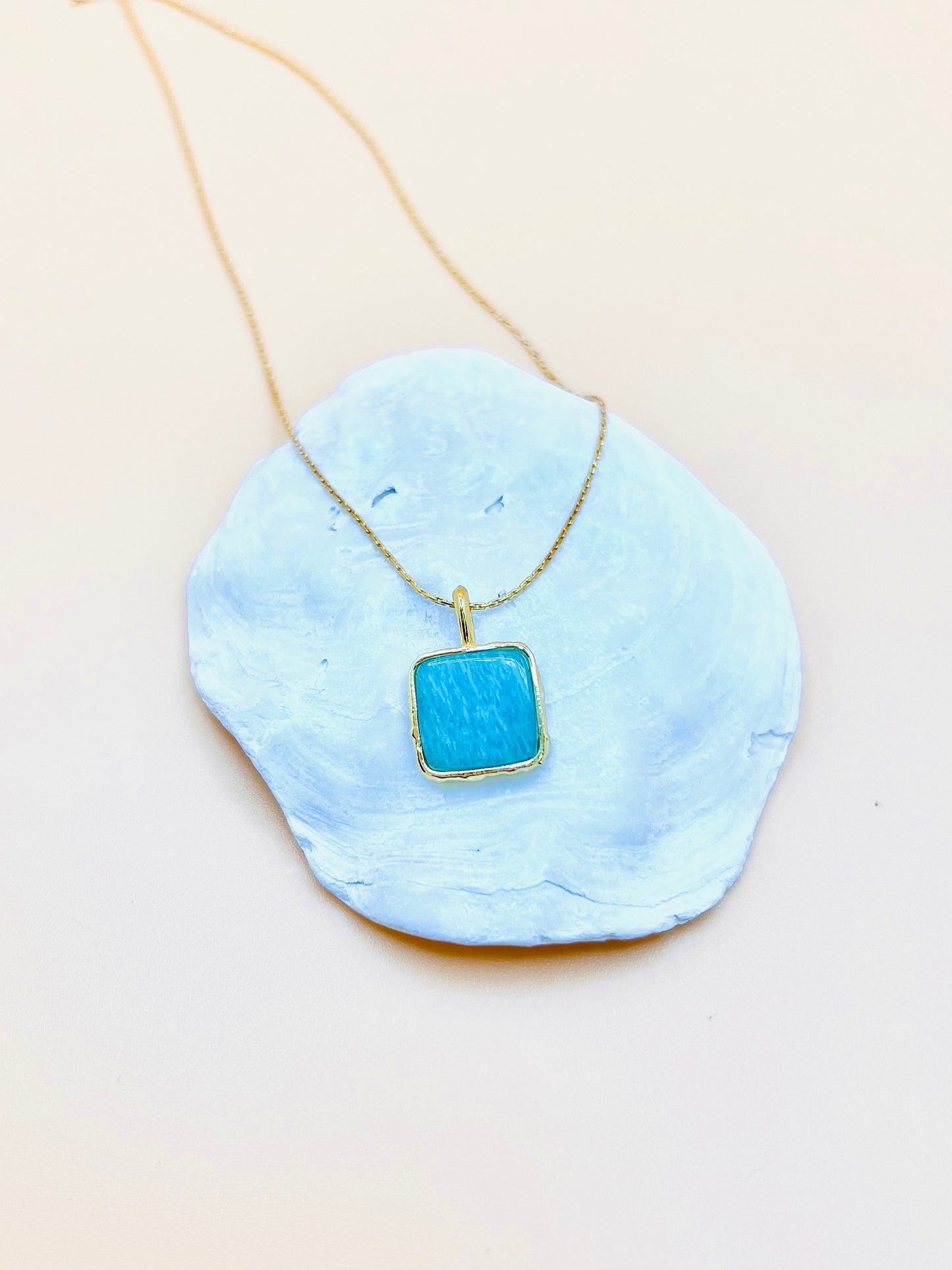 Amazonite square pendant