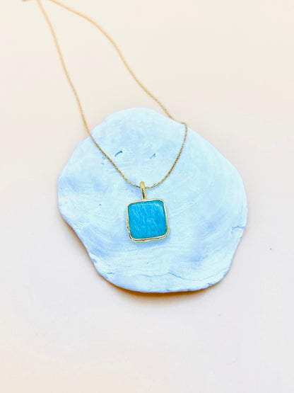 Amazonite square pendant