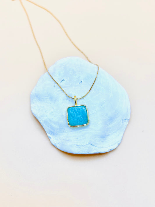 Amazonite square pendant
