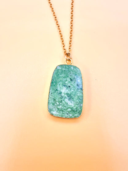Green Amazonite slab pendant necklace
